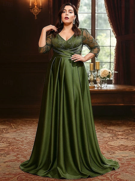 A-Line Floor Length Wedding Guest Dress Formal Dresses Flare FashionChic