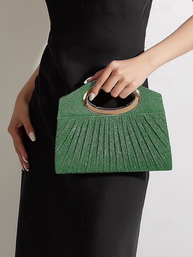 Gold Glitter Women's Clutch Bag with Handle Evening FashionChic