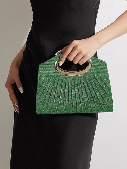 Gold Glitter Women's Clutch Bag with Handle Evening FashionChic