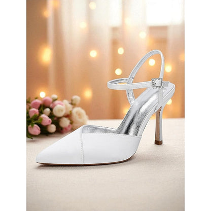 Women's Green - Ankle Strap Heels Satin with Stiletto FashionChic