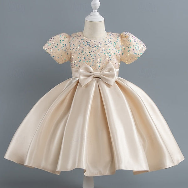 Party Sequin Dress Wedding Short Girls' Toddler Sleeve FashionChic