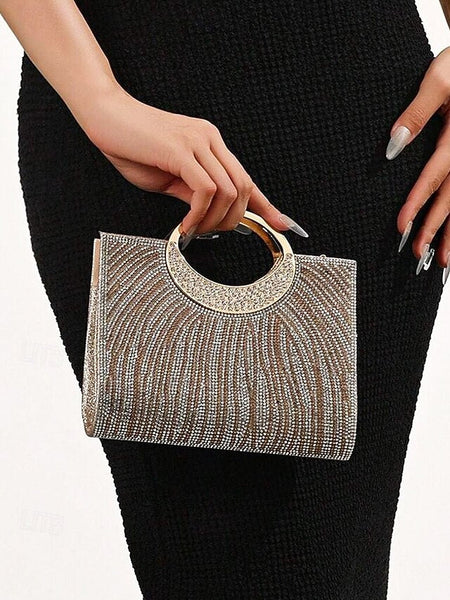 Evening Bag Clutch – Round Rhinestone with Women's Handle FashionChic