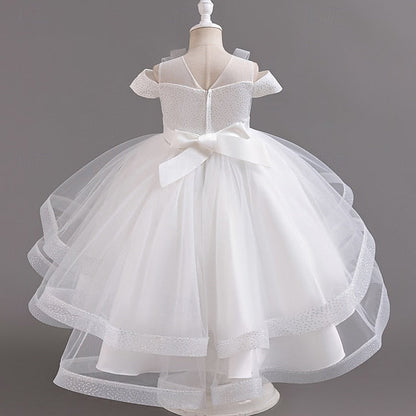 Girls' Dress Party Kids Color Wedding Sleeve Short Solid FashionChic