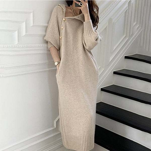 Women's Sweater Dress Jumper Dress Winter Dress Knee Length