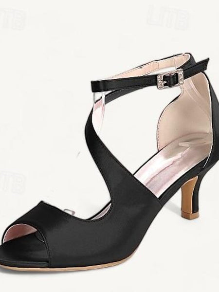 Bridal Shoes Kitten Heel Open Women's Buckle Wedding FashionChic