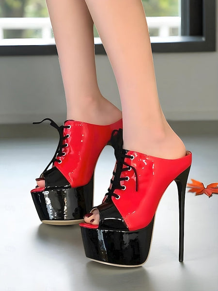 Red Platform Stiletto Women's Leather Black Patent and FashionChic