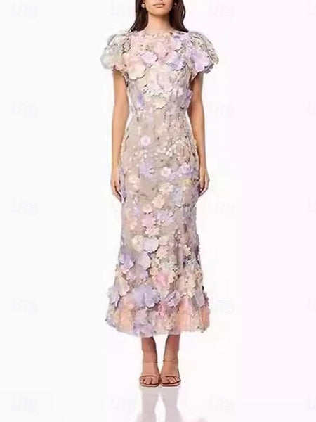 Mermaid Floral Embroidered Lace Dresses Elegant Dress Wedding