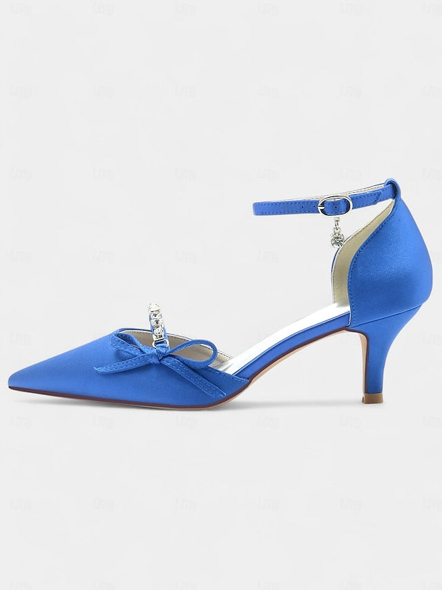 Pointed-Toe Wedding – Shoes Heel Elegant Kitten Women for FashionChic