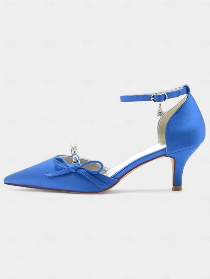 Pointed-Toe Wedding – Shoes Heel Elegant Kitten Women for FashionChic