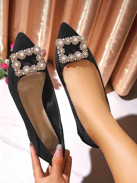 Pearl with Pointed Flats and Glitter Toe Women's Purple FashionChic