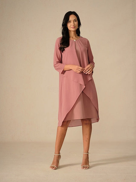Women's Evening Dress Cape Sleeve Knee-Length Elegant Green FashionChic