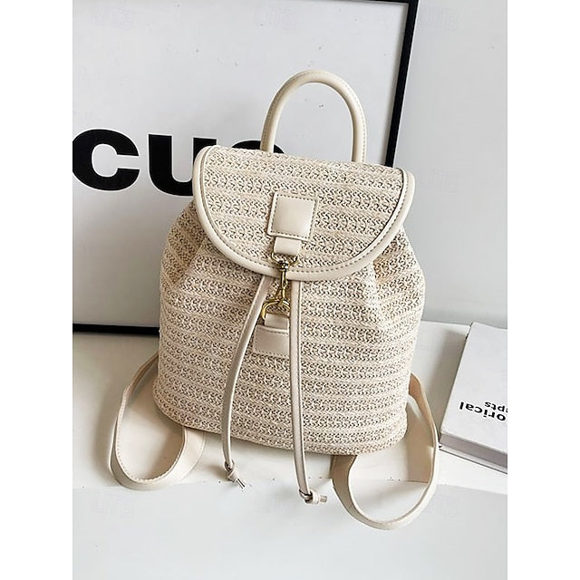 Straw Rattan Women with Bag Woven – Boho for Backpack Travel FashionChic