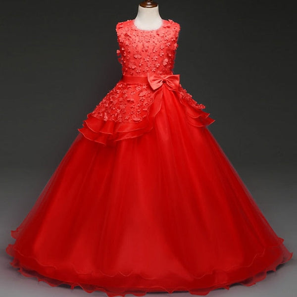 Girls' Flower Girl Solid Dress Colored Kids FashionChic