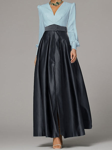 Wedding Guest Evening High Split Floor A-Line Formal Gown Dress FashionChic