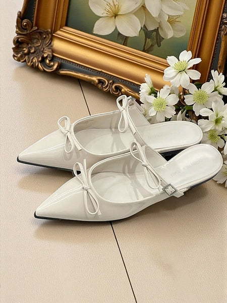 Pointed with Toe Flats Black Women's Rhinestone FashionChic