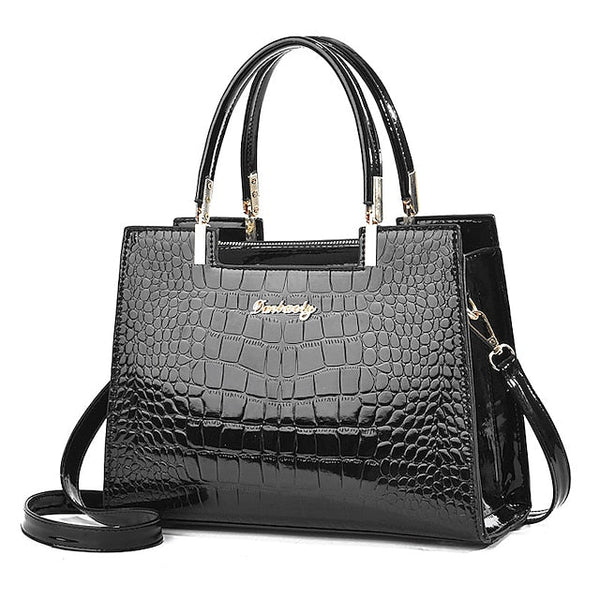 Black Crocodile Pattern Women's Elegant Handbag Leather | FashionChic