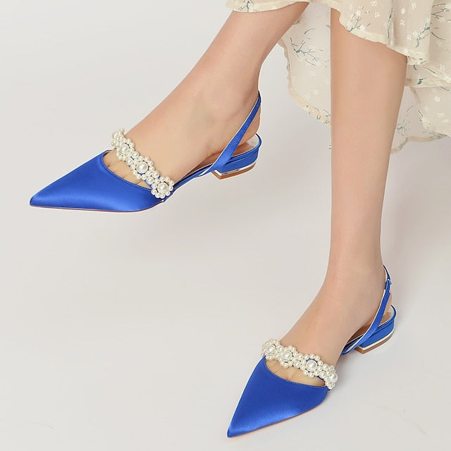 Dress Pearl White Elegant Satin with Women's Shoes FashionChic