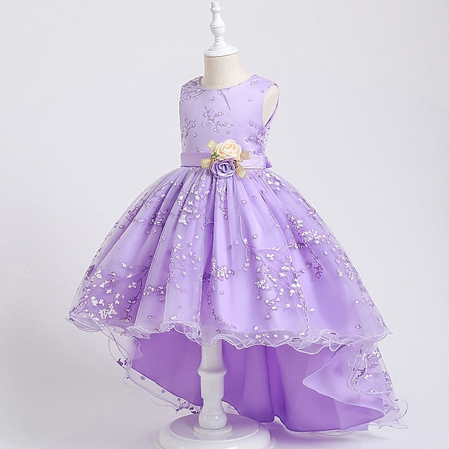 Sleeveless Floral Girls' Kids Solid Dress Wedding Colored FashionChic