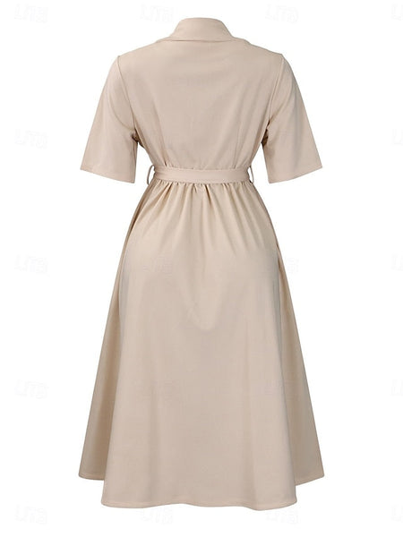 Women's Midi Dress Shirt Dress A Line Dress Elegant Formal FashionChic