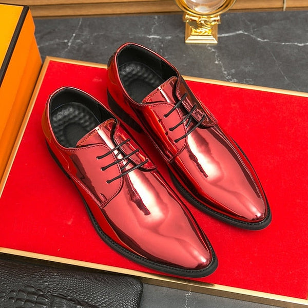 for Formal Green Glossy Men Lace-Up Shoes Patent Leather – FashionChic