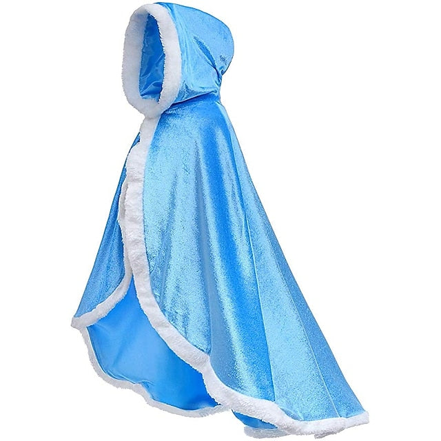 Set Hooded Crown Princess Tulle With Elsa Cloak Cape Dress FashionChic