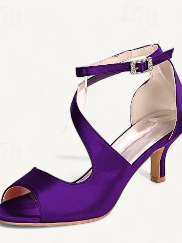 Kitten Wedding Shoes Women's Heel Bridal Buckle Open FashionChic