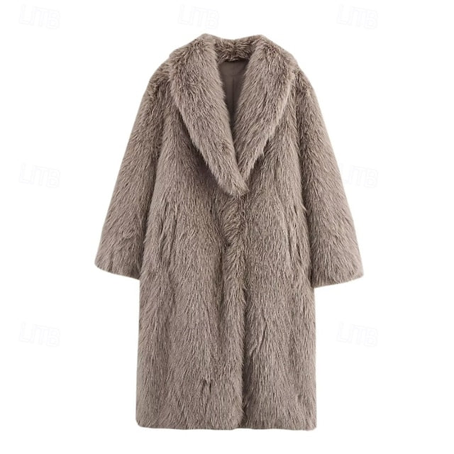 Comfortable Warm Coat Fur Women's Buttons Pocket Faux FashionChic