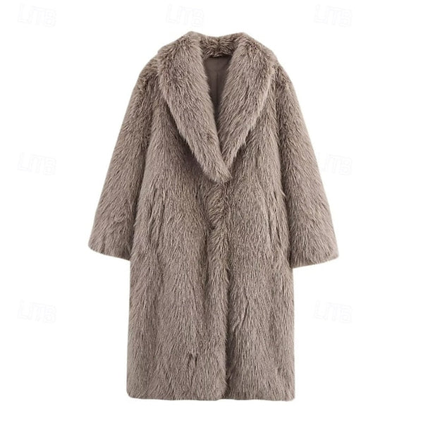 Comfortable Warm Coat Fur Women's Buttons Pocket Faux FashionChic