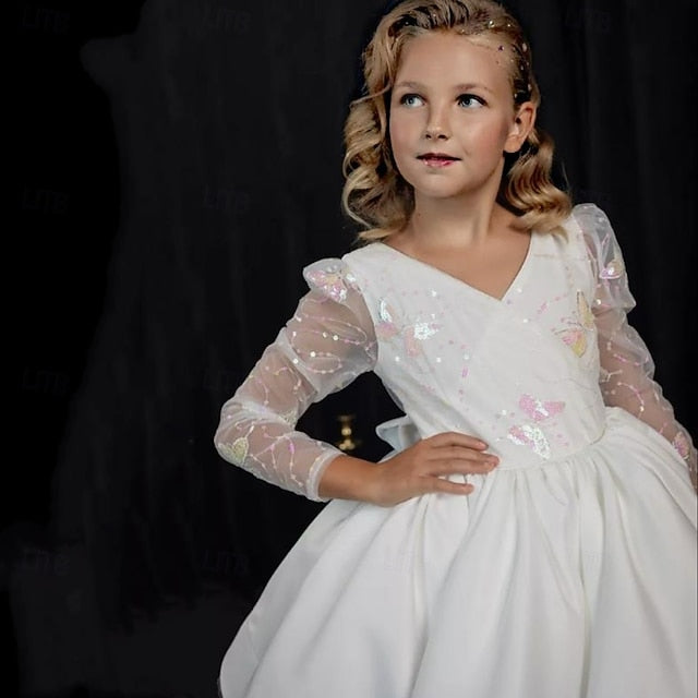 Girls' First Communion Girl Kids Dress Flower Party FashionChic