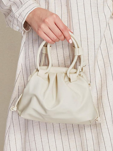 Handbag Cream Elegant with Drawstring Closure Women's – FashionChic