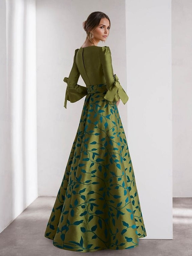 Wedding Formal Gown Floor Length Evening 3/4 A-Line FashionChic