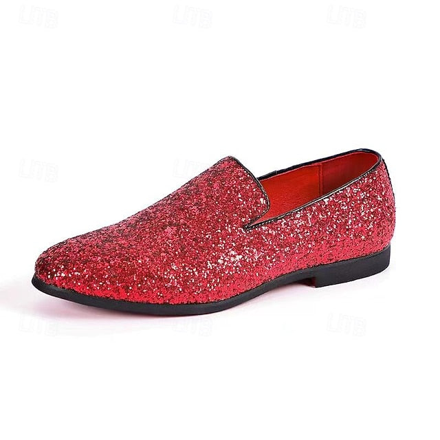 On - Glitter Loafers Slip Men's Red FashionChic