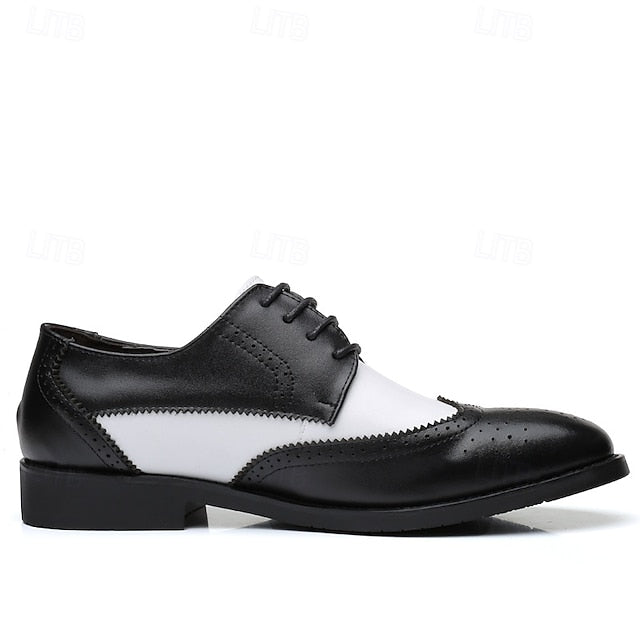 White Dress Brogue Black and with Oxford Shoes Men's FashionChic