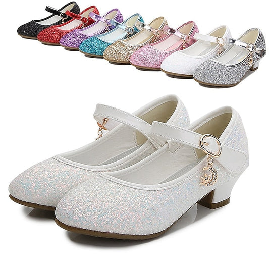 Mary Shoes Heel Low Glitter Dress Girls' - Sparkly Jane FashionChic