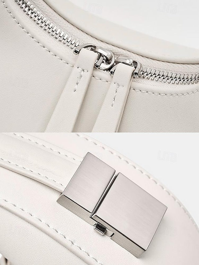 Hobo with Silver Crescent Sleek Ivory Hardware Bag - Elegant FashionChic