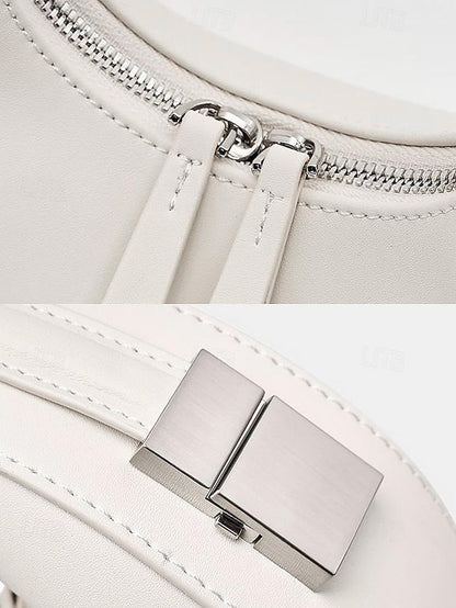 Hobo with Silver Crescent Sleek Ivory Hardware Bag - Elegant FashionChic