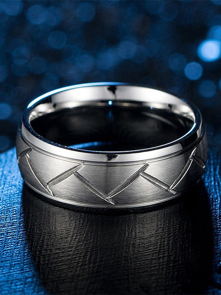 Geometric Rings Steel Men's Pattern Stainless Modern – FashionChic