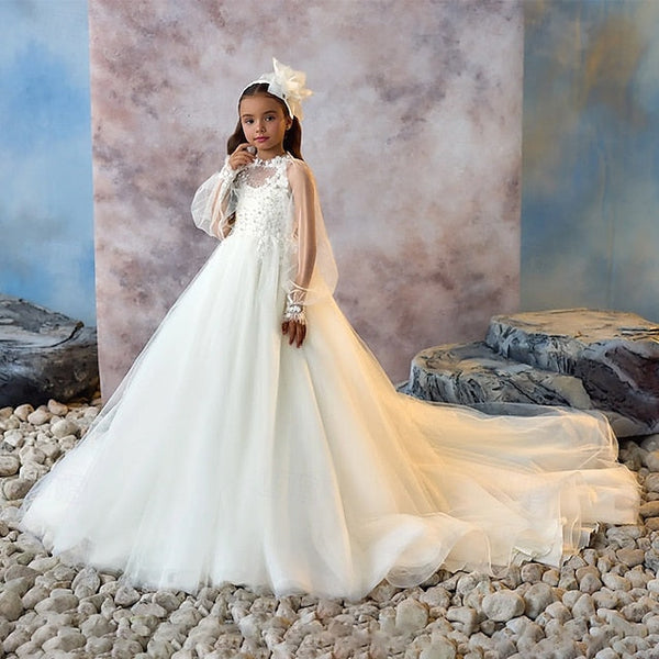 Party First Dress Solid Communion Kids Color Girls' FashionChic