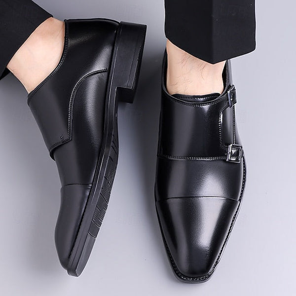 Strap Double – Men's Leather Elegant Shoes Monk Dress FashionChic