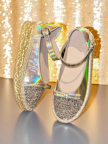 Women's Holographic Jane Platform Glitter Mary Shoes FashionChic