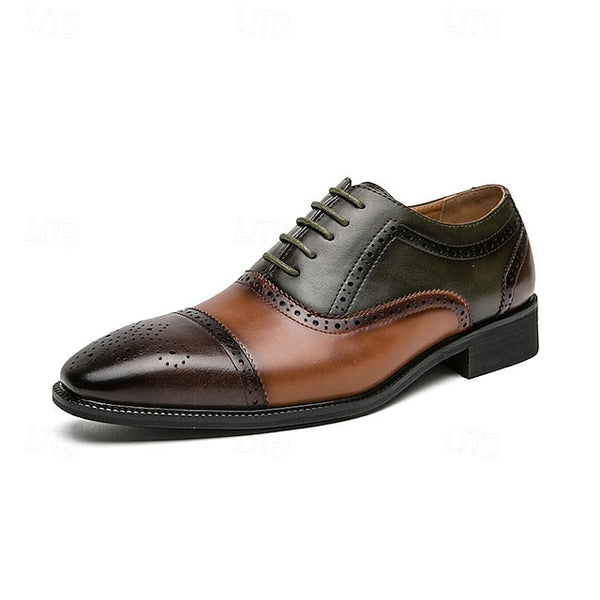 Men's Faux Shoes Leather Brown Oxford Wingtip – Black and FashionChic