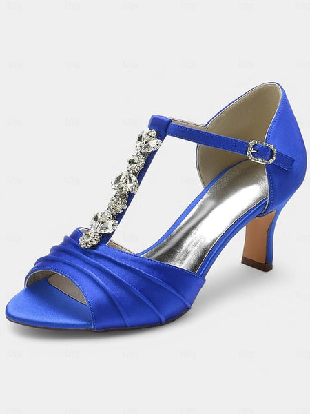 Satin Detail Open-Toe with White – Heels Bridal Crystal FashionChic