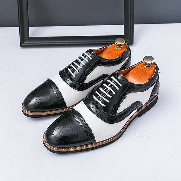 Men's Classic with Brogue Brown Oxford White Shoes and FashionChic