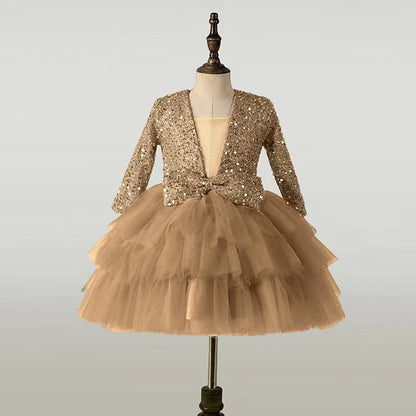 Dress Party Long Sleeve Sequin Performance Kids Girls' FashionChic