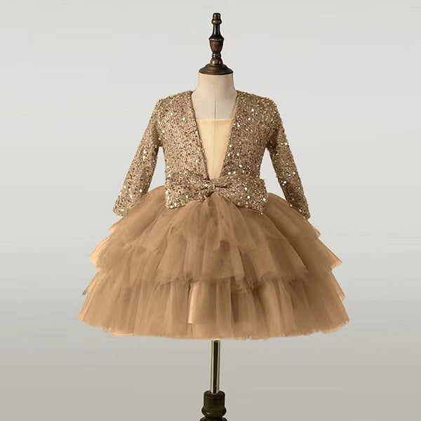 Dress Party Long Sleeve Sequin Performance Kids Girls' FashionChic