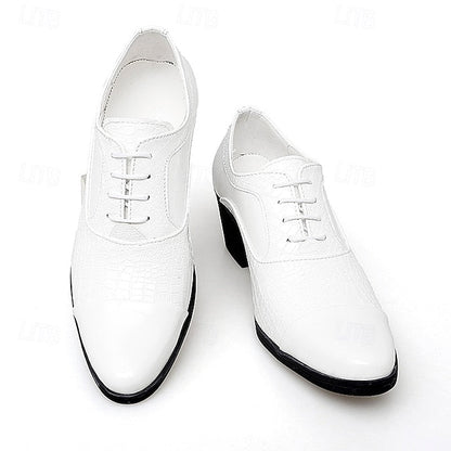 Men's Oxford Leather Pattern Faux Black Patent Crocodile FashionChic