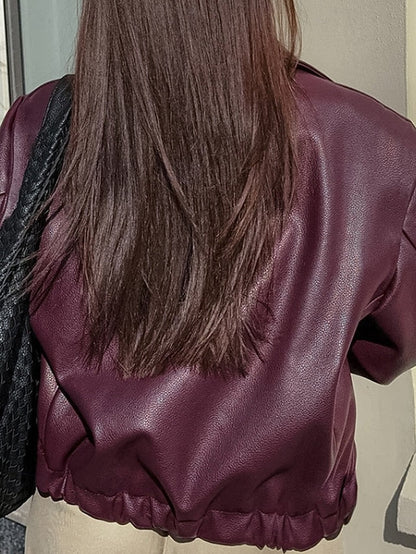Faux Jacket Warm Women's Zipper Comfortable Pocket Leather FashionChic