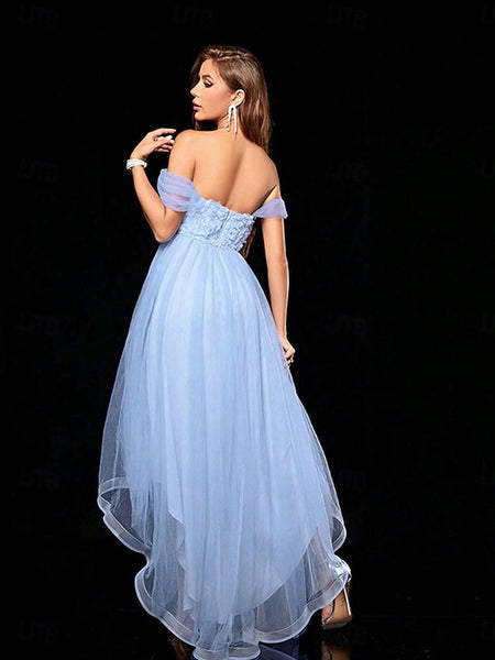 A-Line Asymmetrical Prom Dresses Elegant Sleeveless Off Shoulder