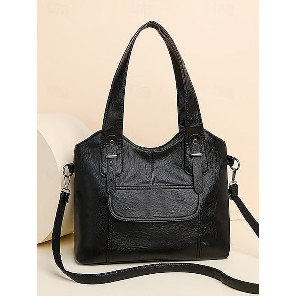 Brown Faux Bag Women's Leather Tote with Vintage Dual FashionChic