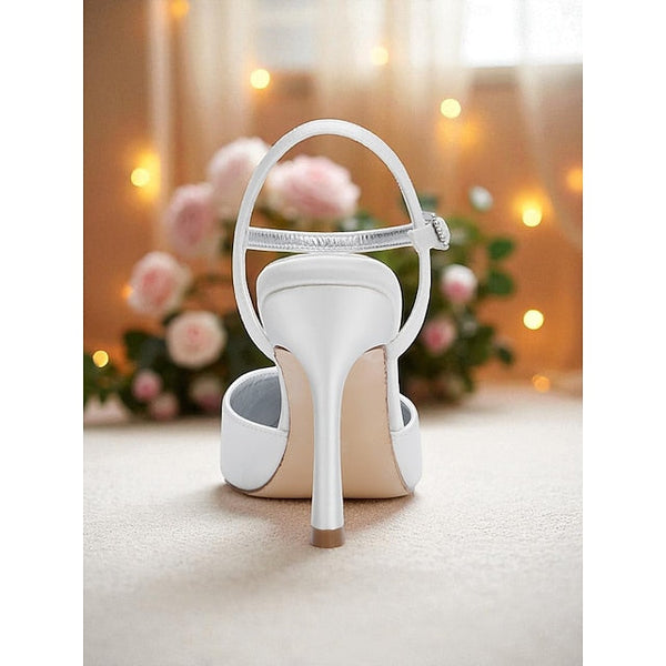 Women's Green - Ankle Strap Heels Satin with Stiletto FashionChic